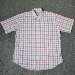 Peter Millar Men's Size Xl  Short Sleeve Multicolor Pink  Checked Plaid Shirt